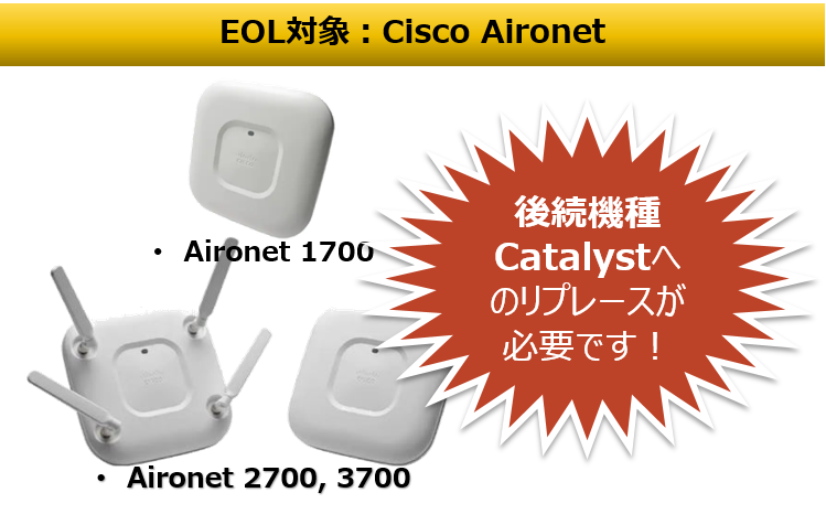 EOL情報】Cisco製 無線LAN環境をご利用のお客様へ、Cisco Aironet(1700